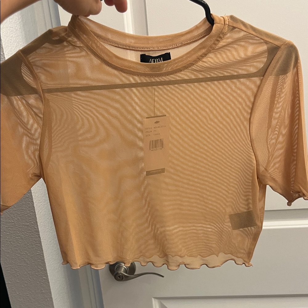 AFRM Sheer Tan Crop Top